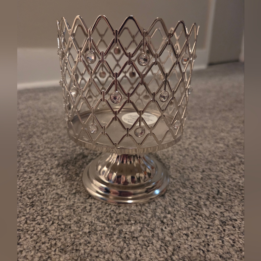 Silver Crystal Lattice Pedestal Candle Holder Bath & Body Works